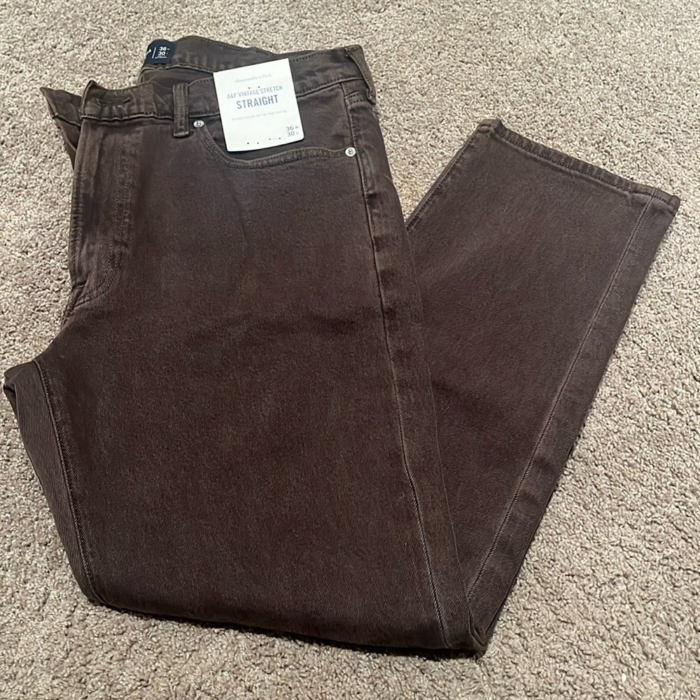A&F 90s Straight Jean, Dark Brown, 36x30